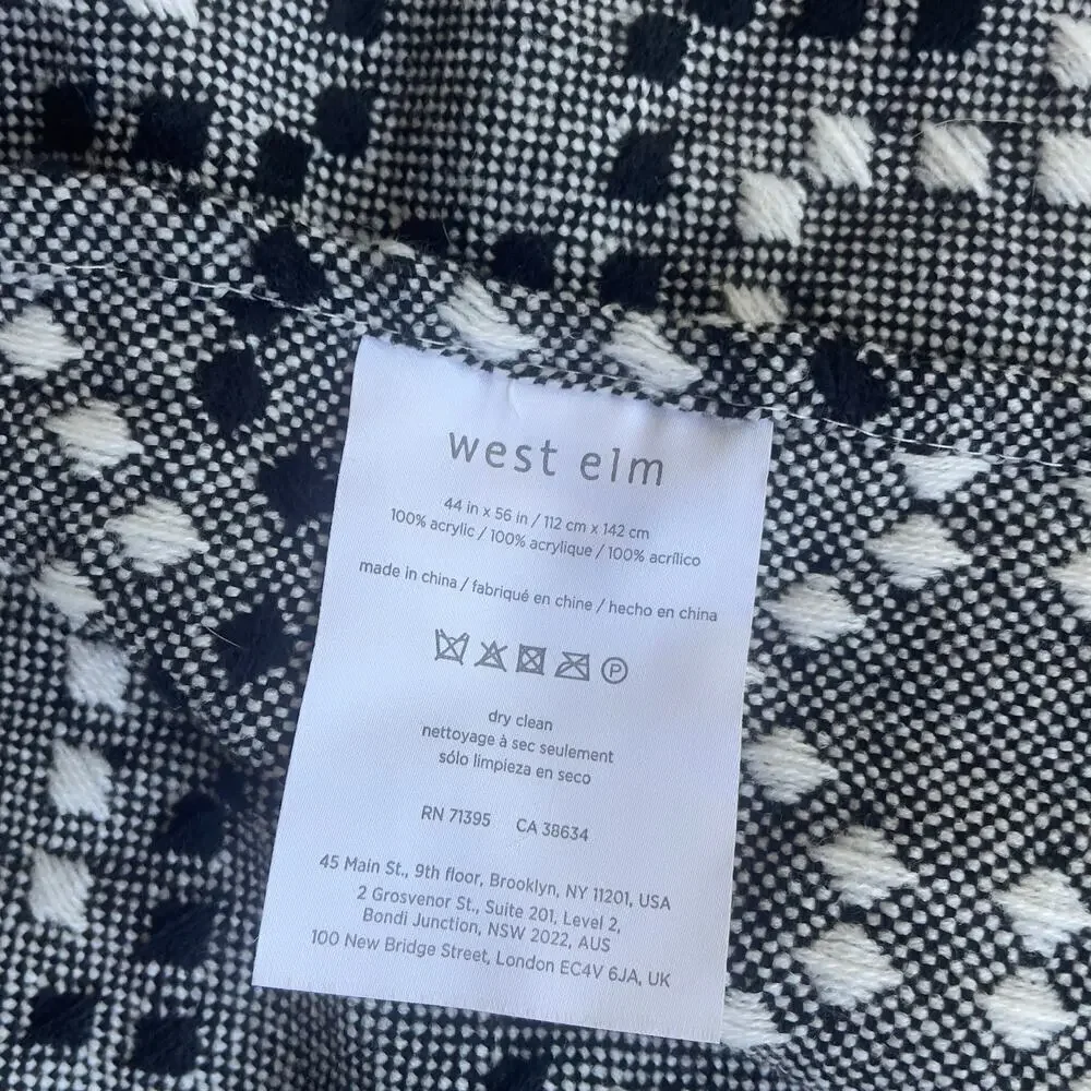 West Elm throw blanket geometric black white gray pattern